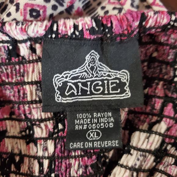 Vtg Angie Smocked Floral Crochet Balloon Sleeve Peplum Top Size XL Whimsygoth - Picture 8 of 11